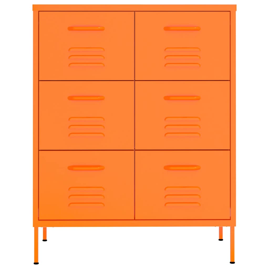 Cassettiera Arancione 80x35x101,5 cm in Acciaio