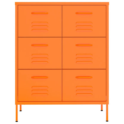 Cassettiera Arancione 80x35x101,5 cm in Acciaio