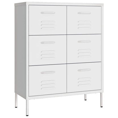 Cassettiera Bianca 80x35x101,5 cm in Acciaio