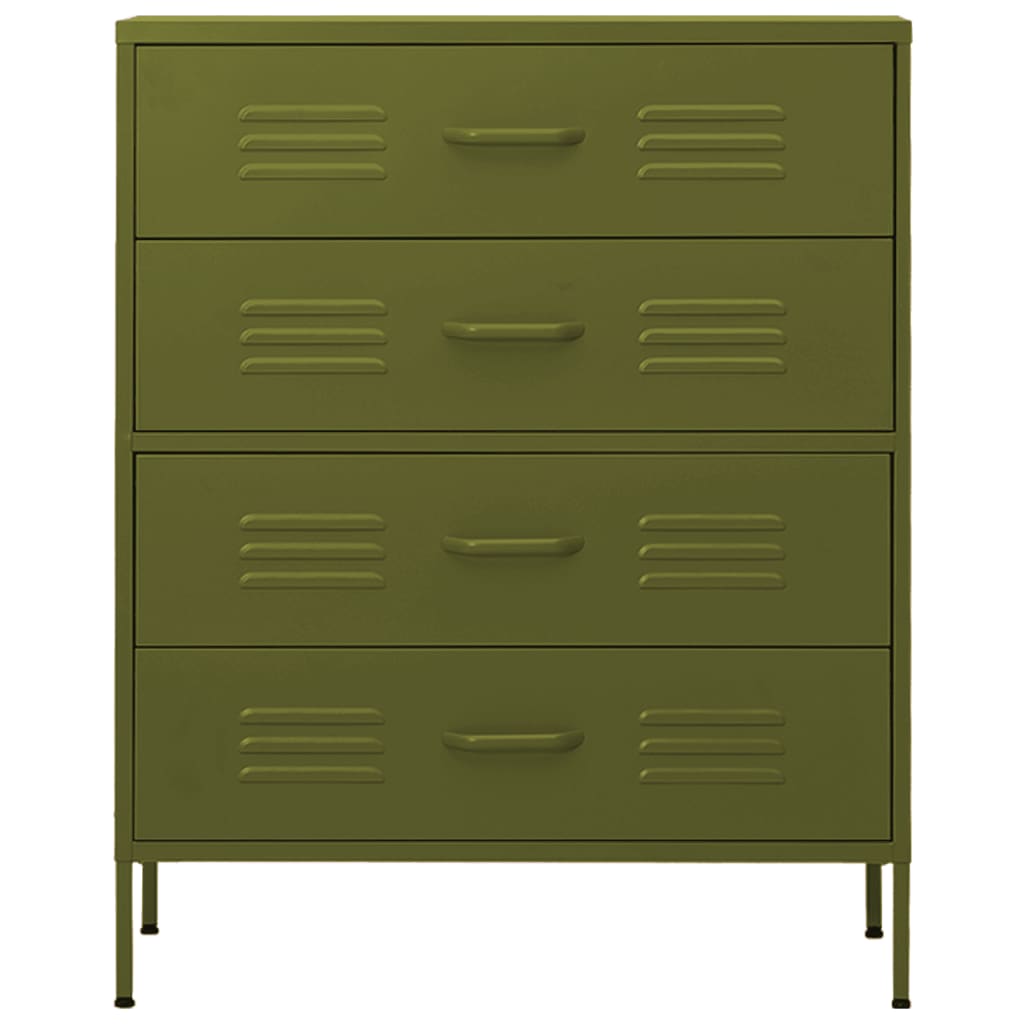 Cassettiera Verde Oliva 80x35x101,5 cm in Acciaio