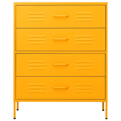 Cassettiera Giallo Senape 80x35x101,5 cm in Acciaio
