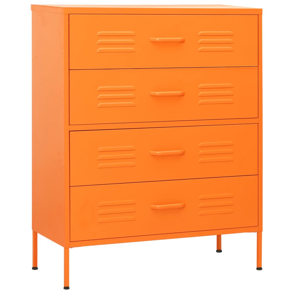 Cassettiera Arancione 80x35x101,5 cm in Acciaio