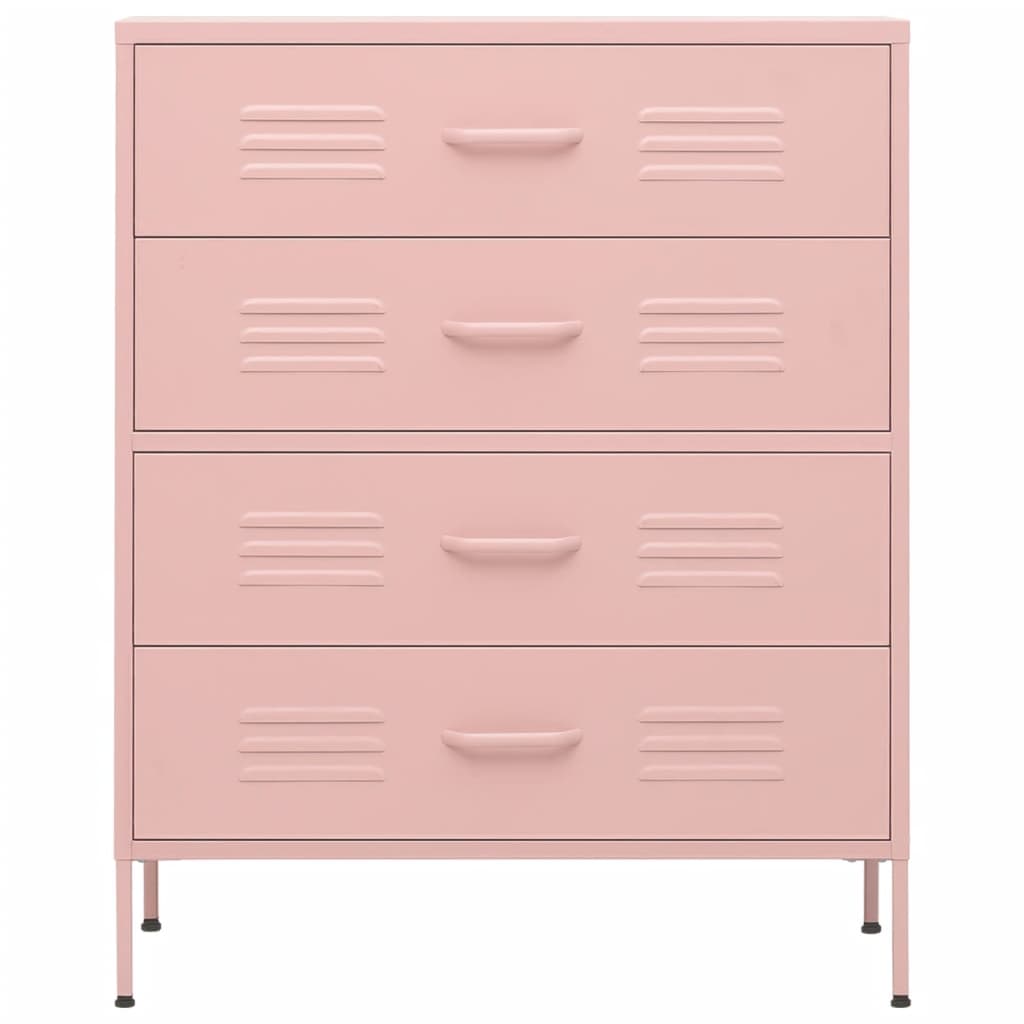 Cassettiera Rosa 80x35x101,5 cm in Acciaio