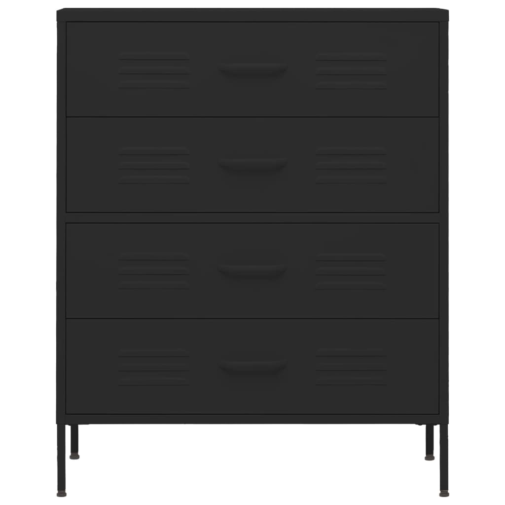 Cassettiera Nera 80x35x101,5 cm in Acciaio