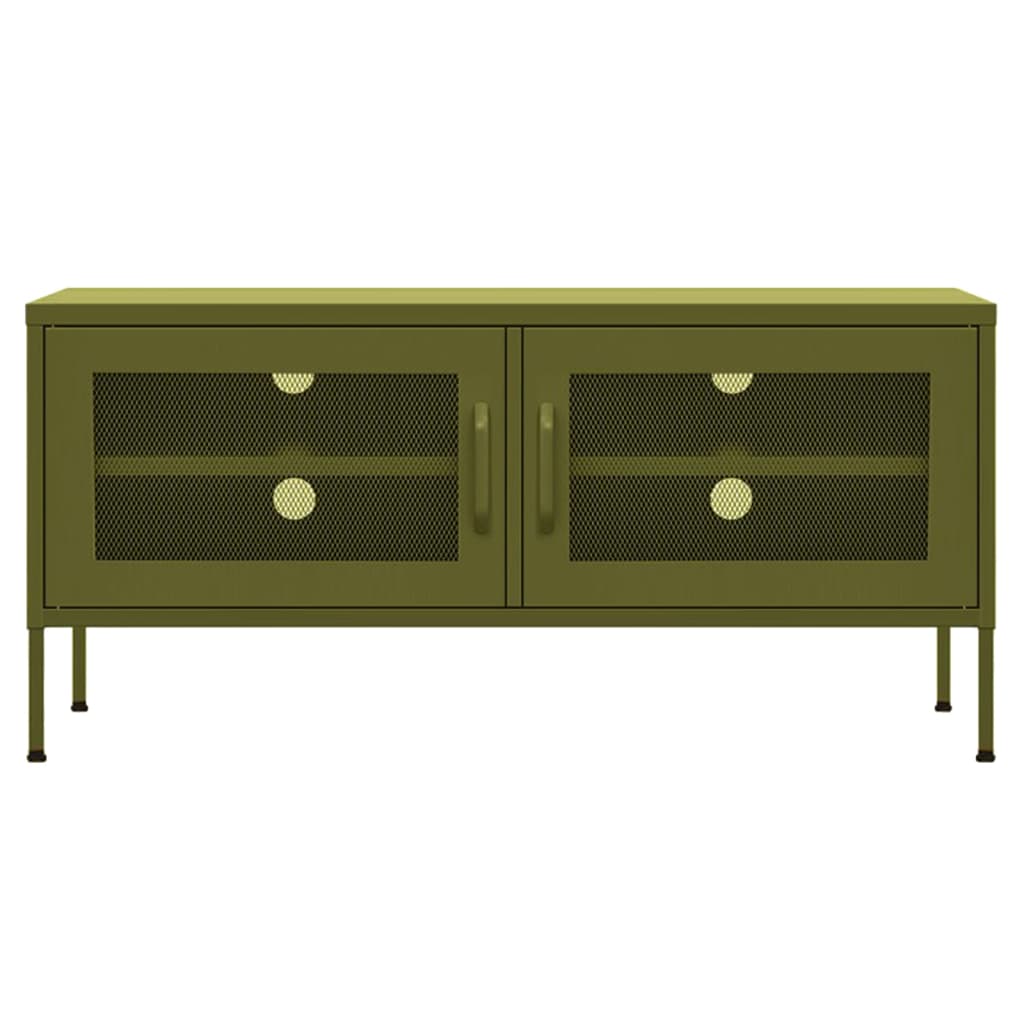 Mobile TV Verde Oliva 105x35x50 cm in Acciaio