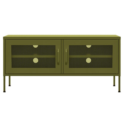 Mobile TV Verde Oliva 105x35x50 cm in Acciaio