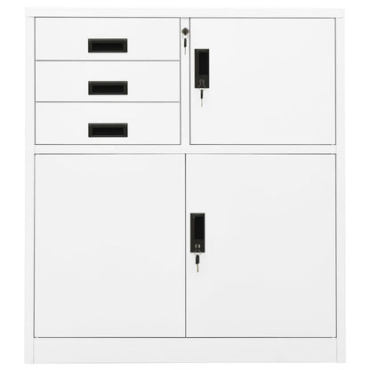 Armadio per Ufficio Bianco 90x40x102 cm in Acciaio
