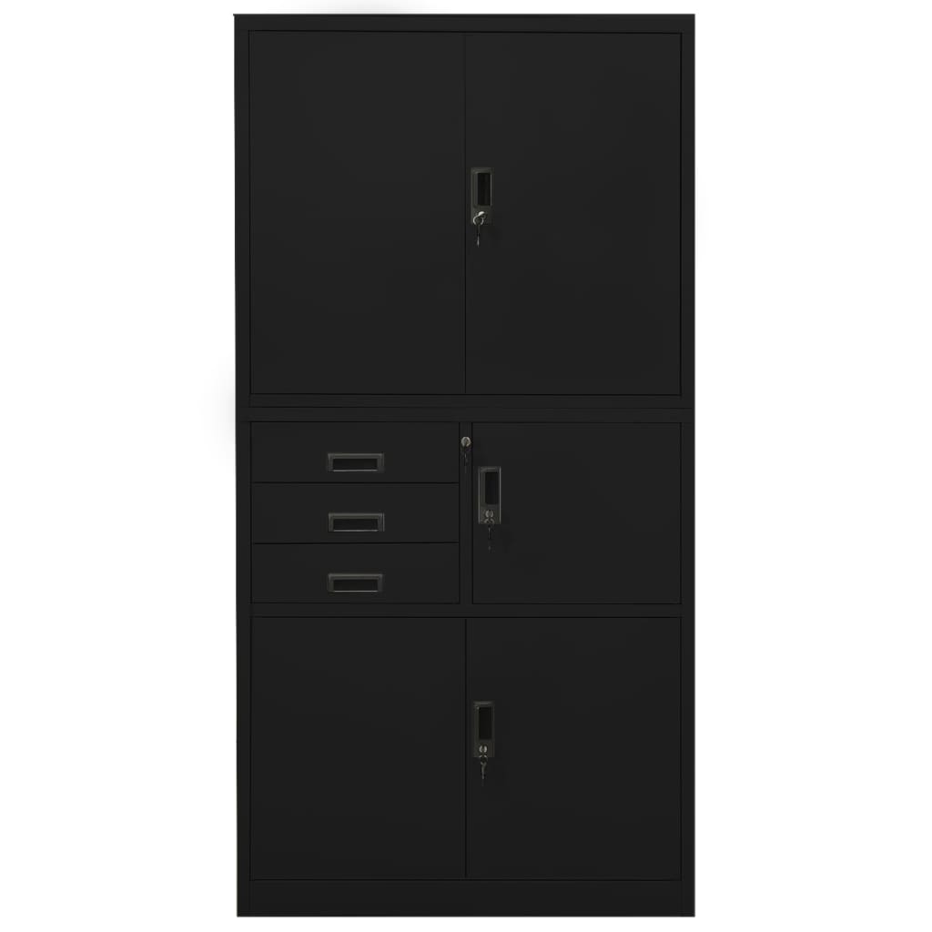 Armadio per Ufficio Nero 90x40x180 cm in Acciaio
