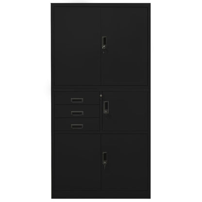 Armadio per Ufficio Nero 90x40x180 cm in Acciaio