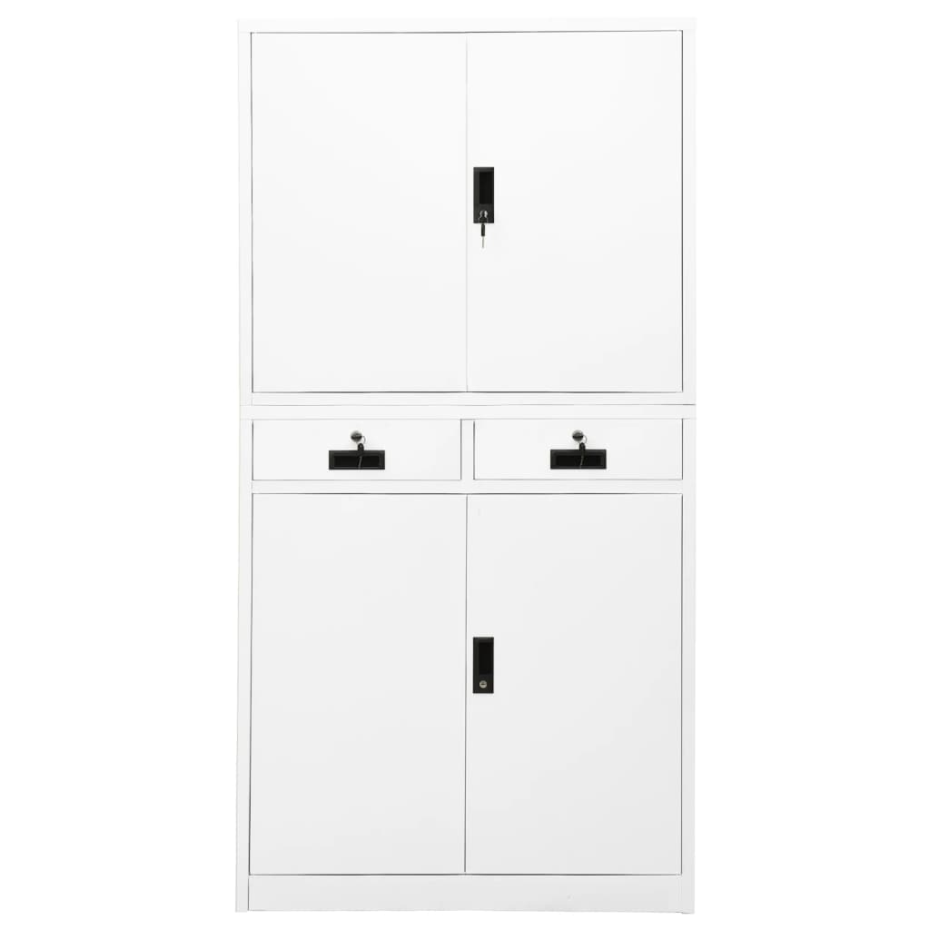 Armadio per Ufficio Bianco 90x40x180 cm in Acciaio