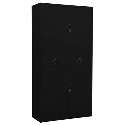 Armadio per Ufficio Nero 90x40x180 cm in Acciaio