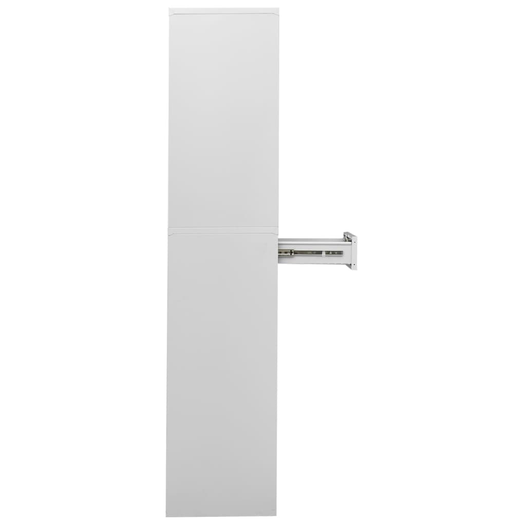 Armadio per Ufficio Grigio Chiaro 90x40x180 cm Acciaio e Vetro
