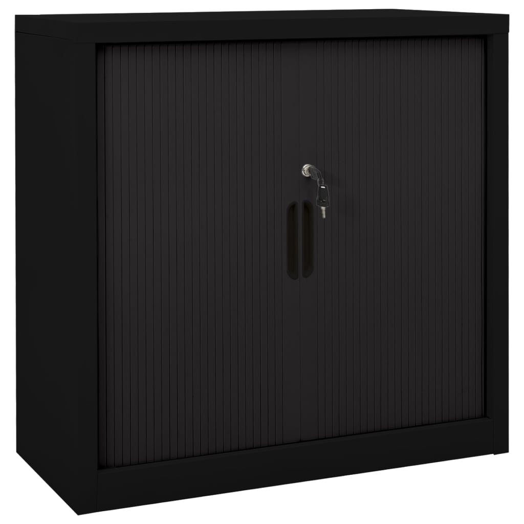 Armadio con Ante Scorrevoli Nero 90x40x90cm in Acciaio