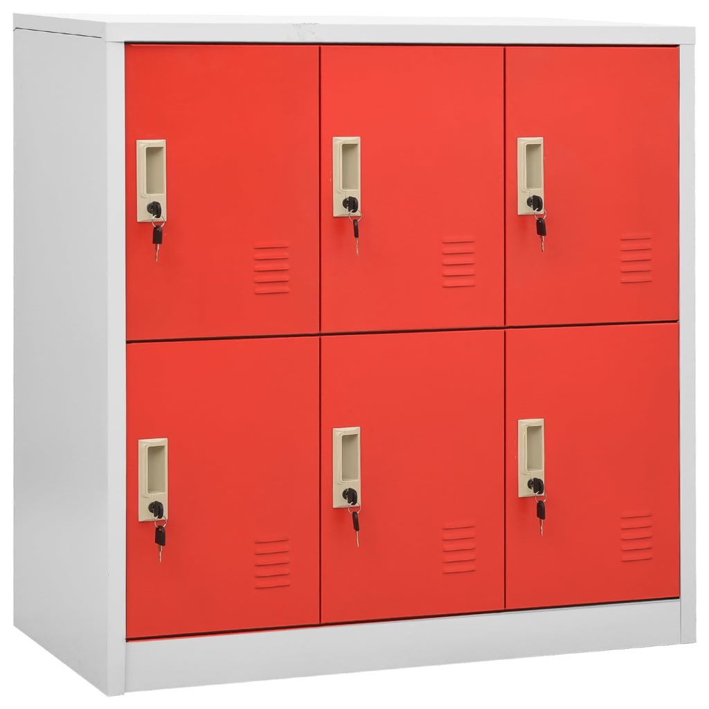 Armadietto a Chiave Grigio Chiaro e Rosso 90x45x92,5 cm Acciaio