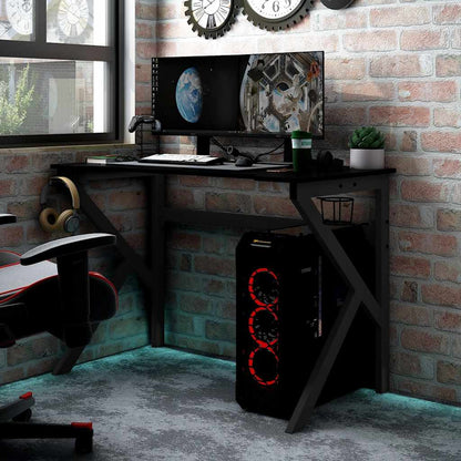 Scrivania da Gaming con Gambe a K Nera 110x60x75 cm