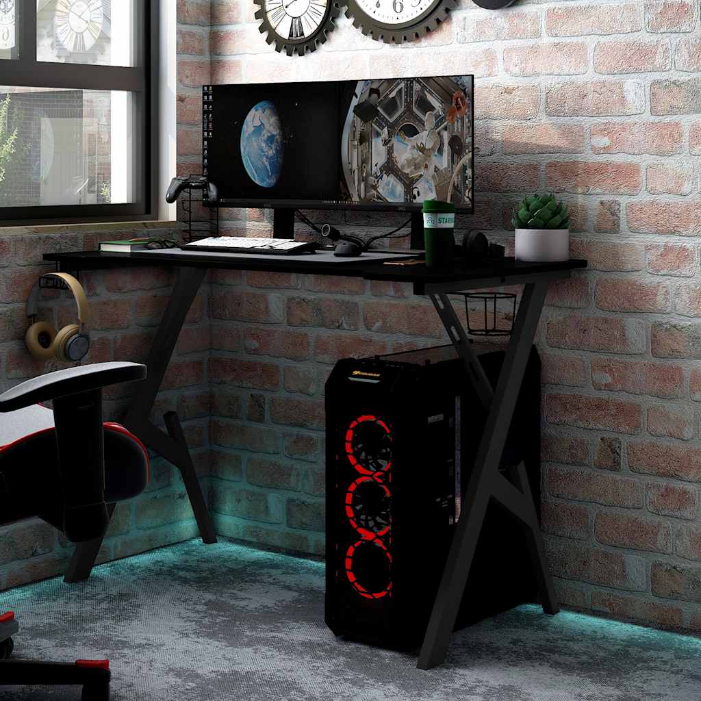 Scrivania da Gaming con Gambe a Y Nera 110x60x75 cm