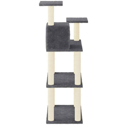 Albero per Gatti con Tiragraffi in Sisal Grigio Scuro 118,5 cm