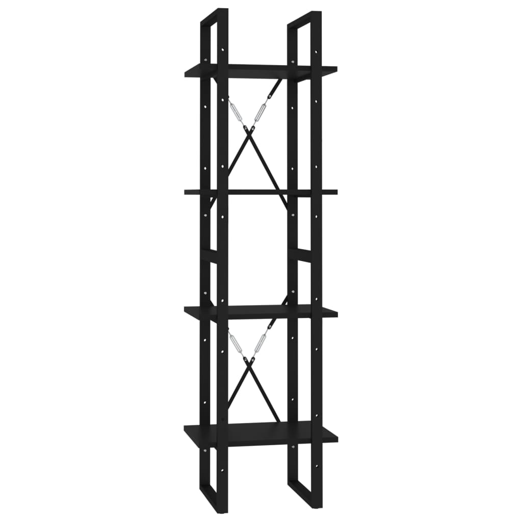 Libreria a 4 Ripiani Nera 40x30x140 cm in Legno Multistrato
