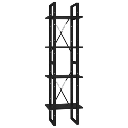Libreria a 4 Ripiani Nera 40x30x140 cm in Legno Multistrato