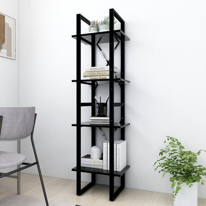 Libreria a 4 Ripiani Nera 40x30x140 cm in Legno Multistrato