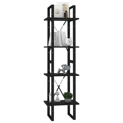 Libreria a 4 Ripiani Nera 40x30x140 cm in Legno Multistrato