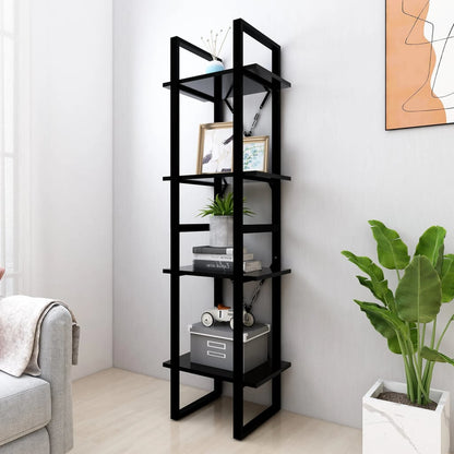 Libreria a 4 Ripiani Nera 40x30x140 cm in Legno Multistrato