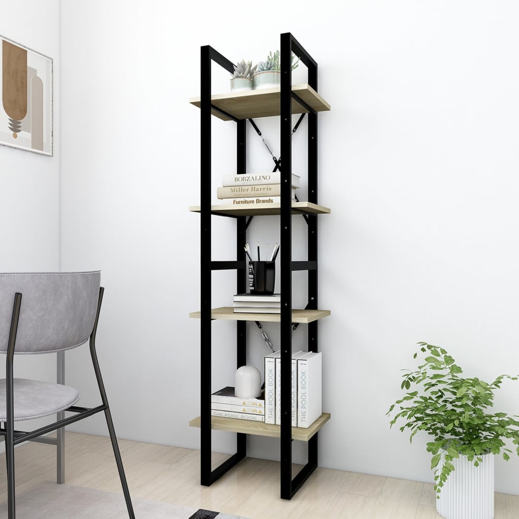 Libreria 4 Ripiani Rovere Sonoma 40x30x140 cm Legno Multistrato