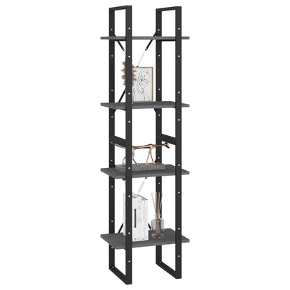 Libreria a 4 Ripiani Grigia 40x30x140 cm in Massello di Pino