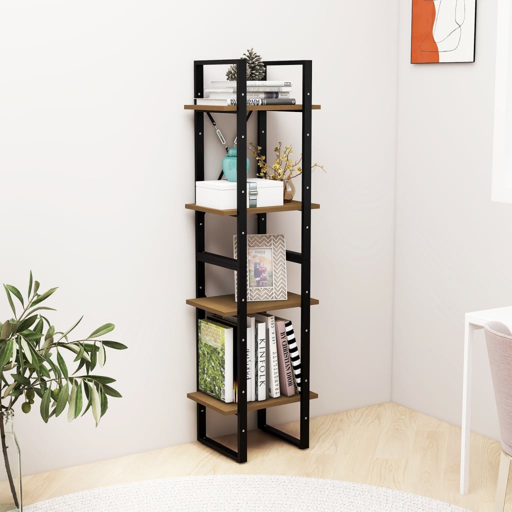 Libreria a 4 Ripiani 40x30x140 cm in Legno Massello di Pino