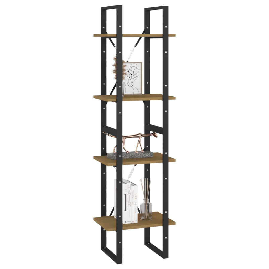 Libreria a 4 Ripiani 40x30x140 cm in Legno Massello di Pino