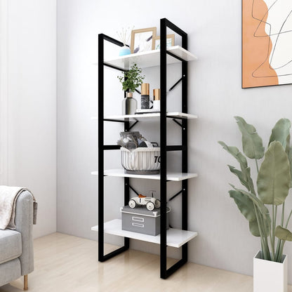 Libreria a 4 Ripiani Bianca 60x30x140 cm in Legno Multistrato