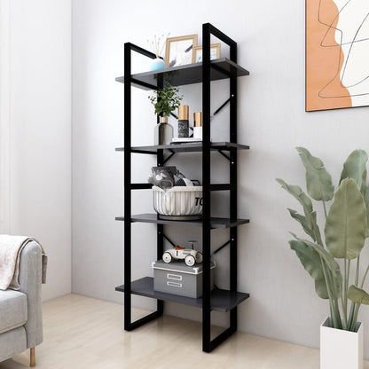 Libreria a 4 Ripiani Grigia 60x30x140 cm in Legno Multistrato