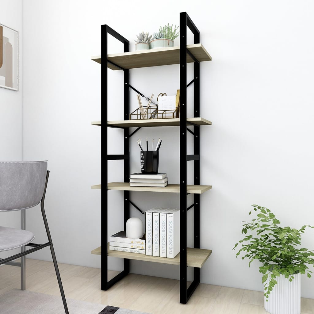 Libreria 4 Ripiani Rovere Sonoma 60x30x140 cm Legno Multistrato
