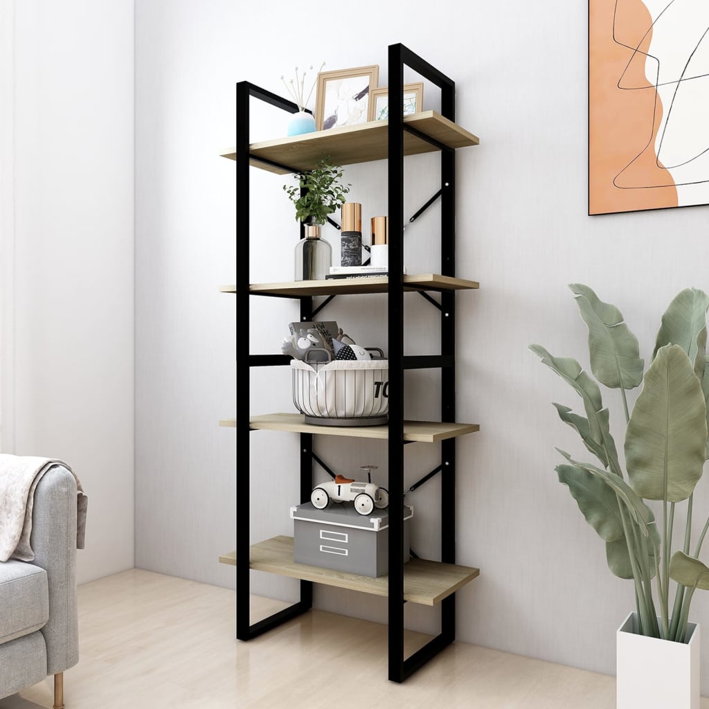 Libreria 4 Ripiani Rovere Sonoma 60x30x140 cm Legno Multistrato