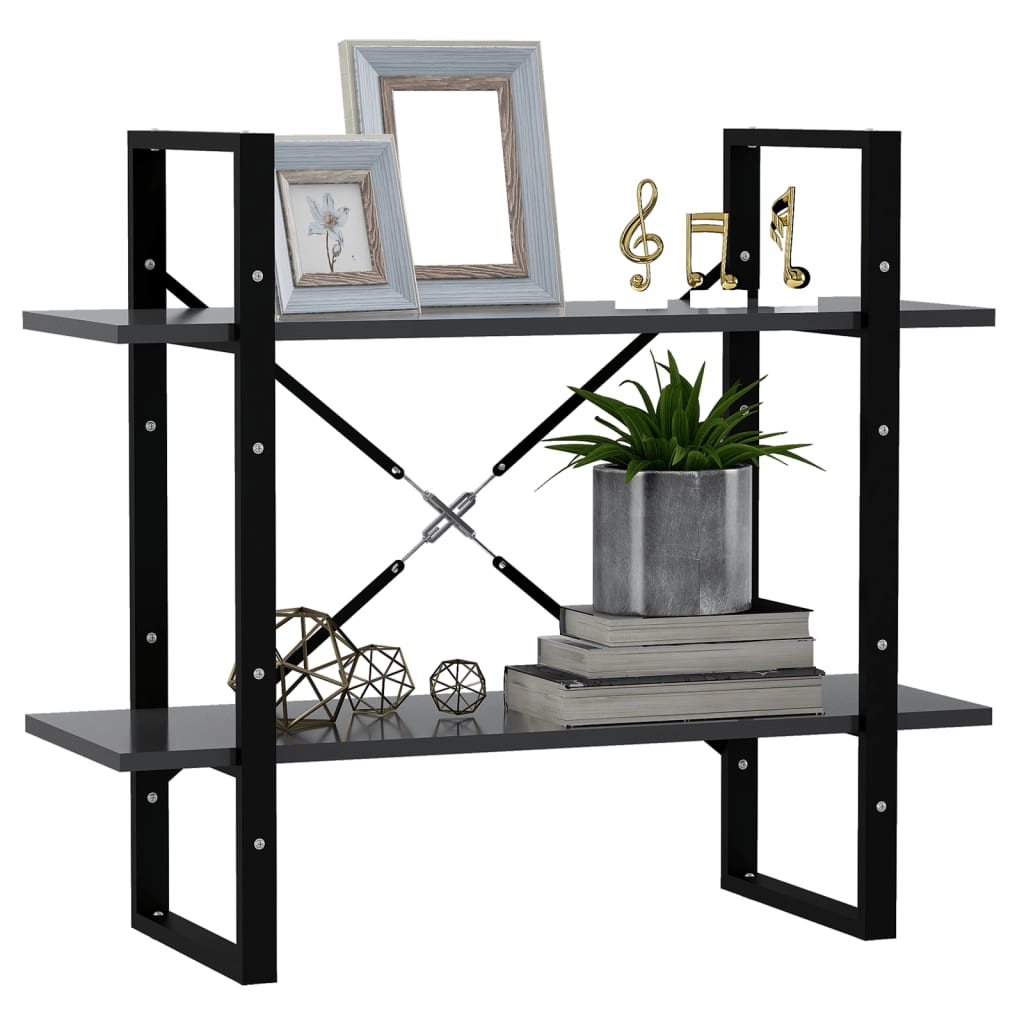 Libreria a 2 Ripiani Grigia 80x30x70 cm in Legno Multistrato