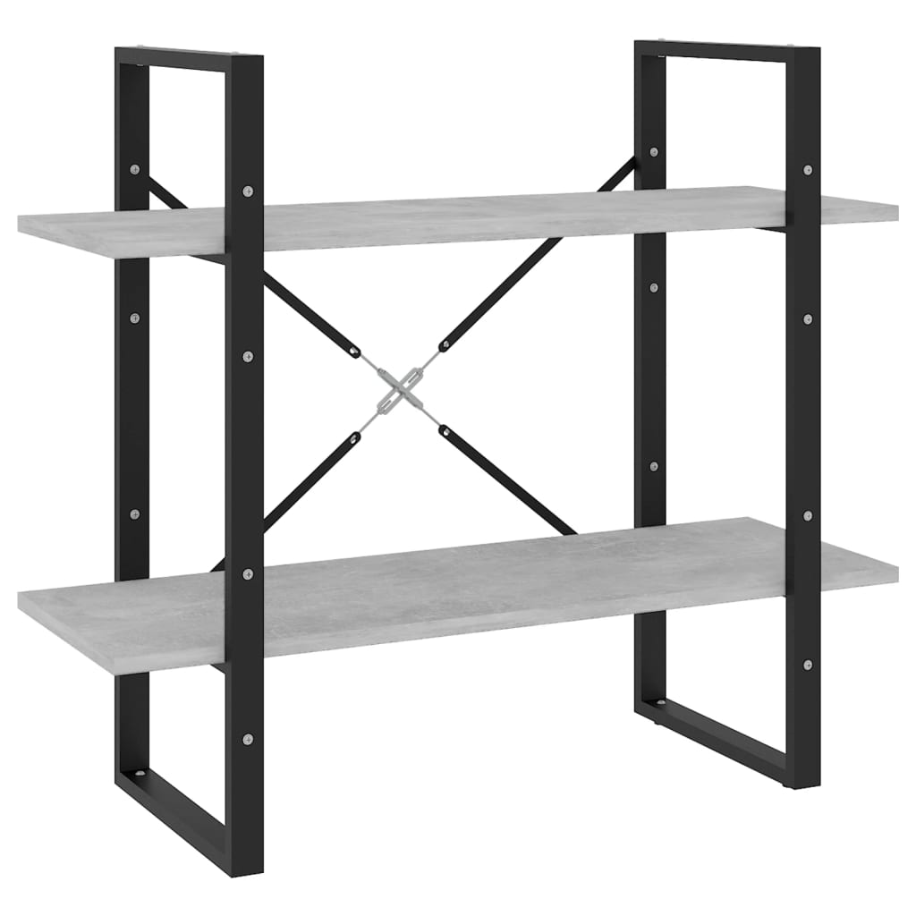 Libreria 2 Ripiani Grigio Cemento 80x30x70 cm Legno Multistrato