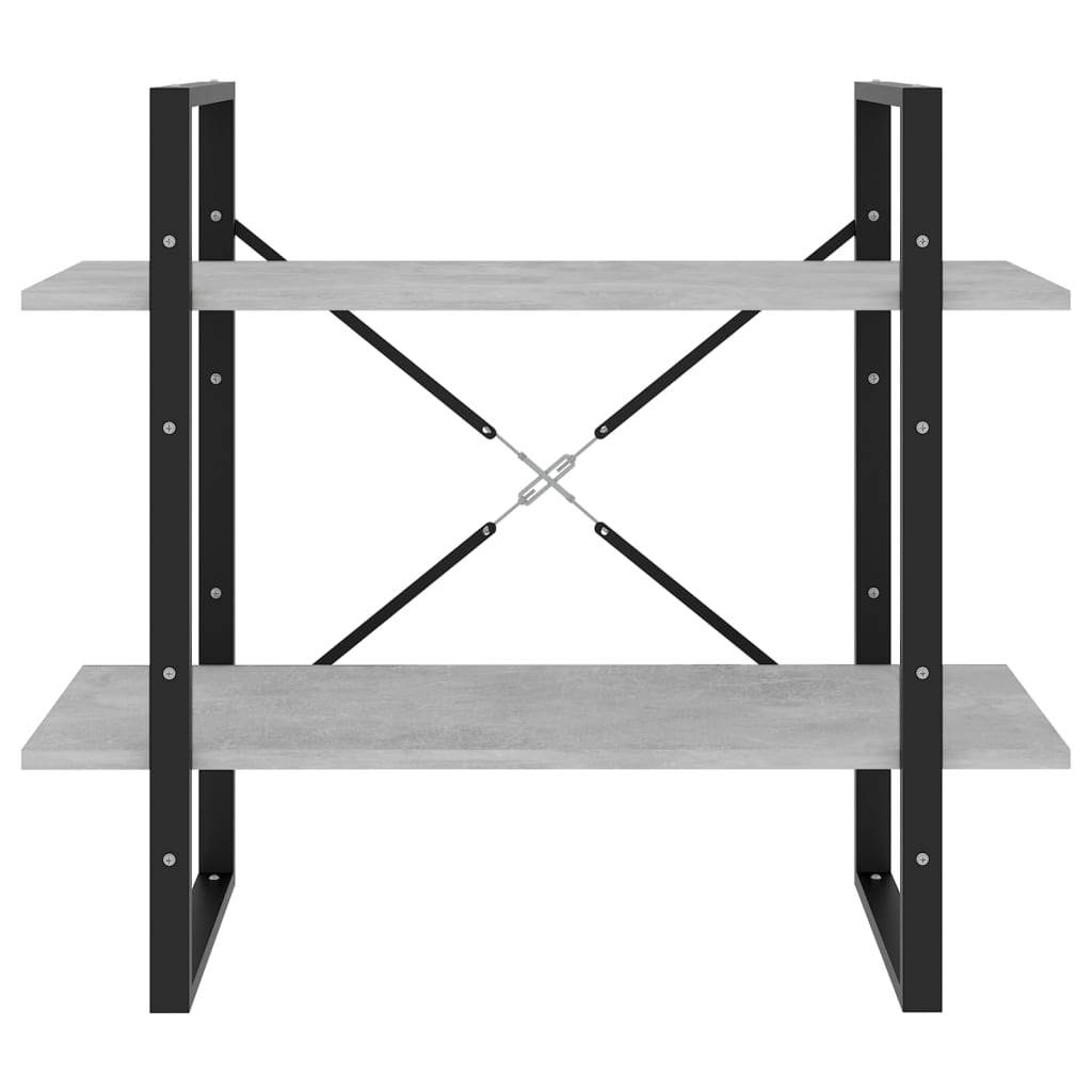Libreria 2 Ripiani Grigio Cemento 80x30x70 cm Legno Multistrato