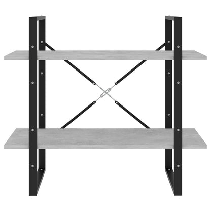 Libreria 2 Ripiani Grigio Cemento 80x30x70 cm Legno Multistrato