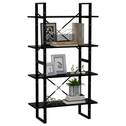 Libreria a 4 Ripiani Nera 80x30x140 cm in Legno Multistrato
