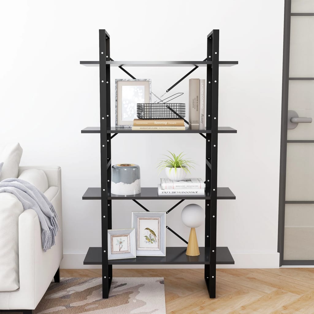 Libreria a 4 Ripiani Grigia 80x30x140 cm in Legno Multistrato