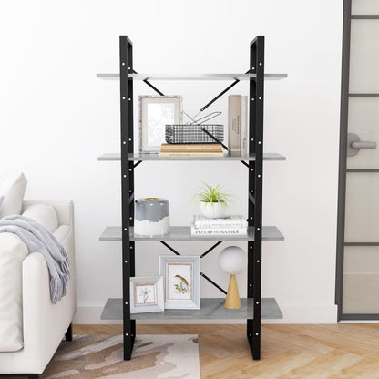 Libreria 4 Ripiani Grigio Cemento 80x30x140cm Legno Multistrato