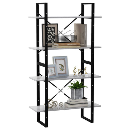 Libreria 4 Ripiani Grigio Cemento 80x30x140cm Legno Multistrato