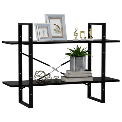Libreria a 2 Ripiani Nera 100x30x70 cm in Legno Multistrato