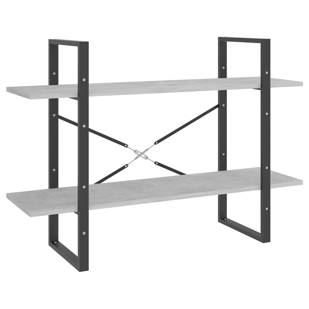 Libreria 2 Ripiani Grigio Cemento 100x30x70cm Legno Multistrato
