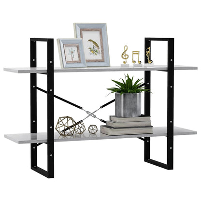 Libreria 2 Ripiani Grigio Cemento 100x30x70cm Legno Multistrato