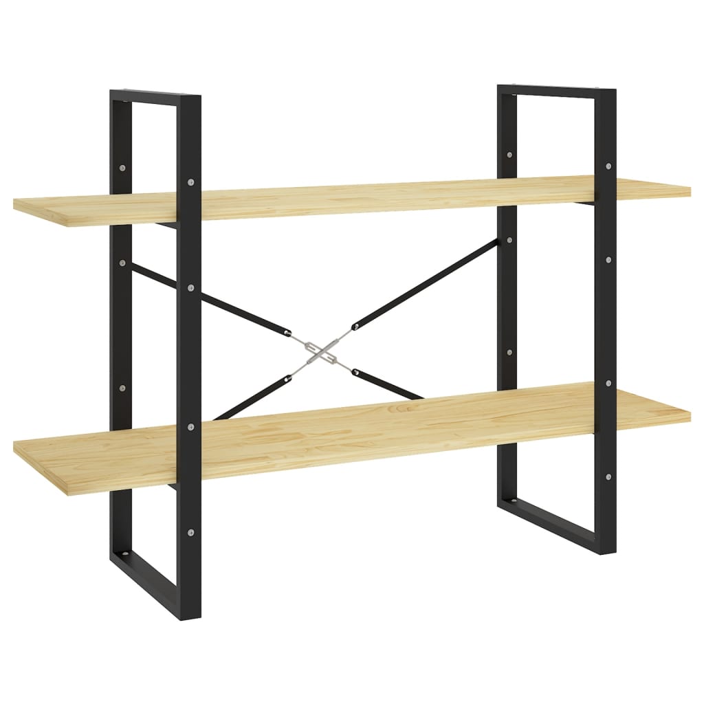 Libreria a 2 Ripiani 100x30x70 cm in Legno Massello di Pino