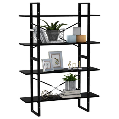 Libreria a 4 Ripiani Nera 100x30x140 cm in Legno Multistrato