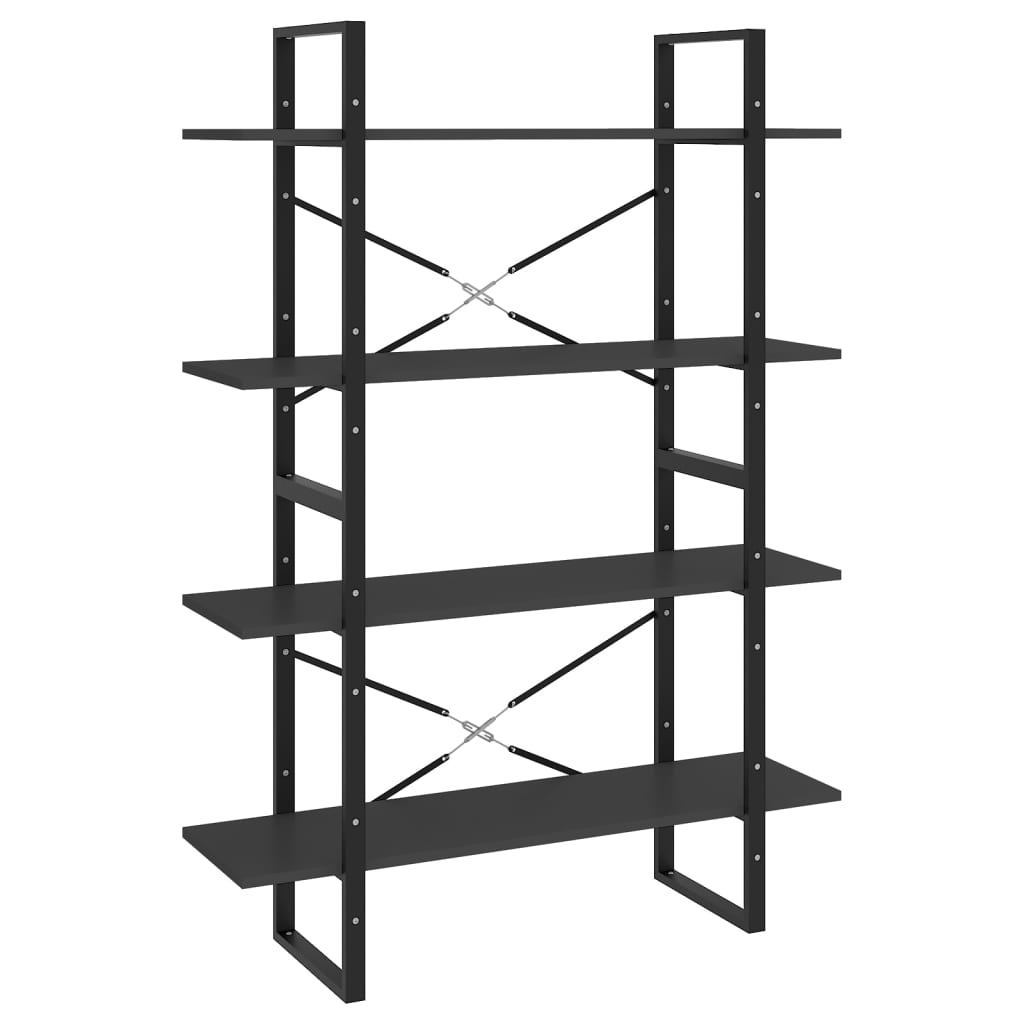 Libreria a 4 Ripiani Grigia 100x30x140 cm in Legno Multistrato