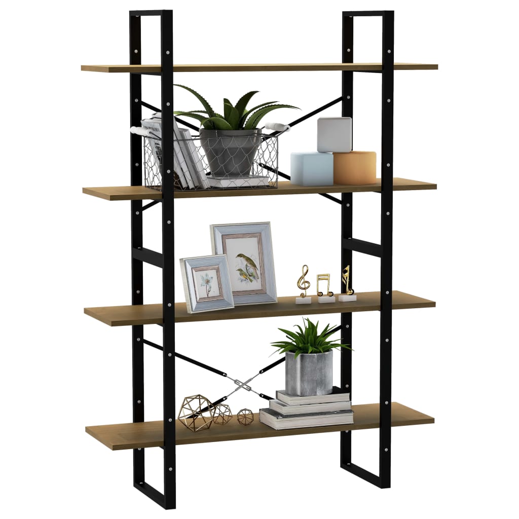 Libreria a 4 Ripiani 100x30x140 cm in Legno Massello di Pino