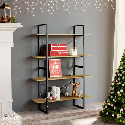 Libreria a 4 Ripiani 100x30x140 cm in Legno Massello di Pino